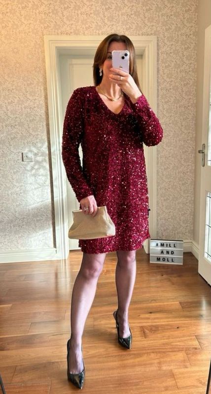 The Catherine Burgundy Sparkle Dress