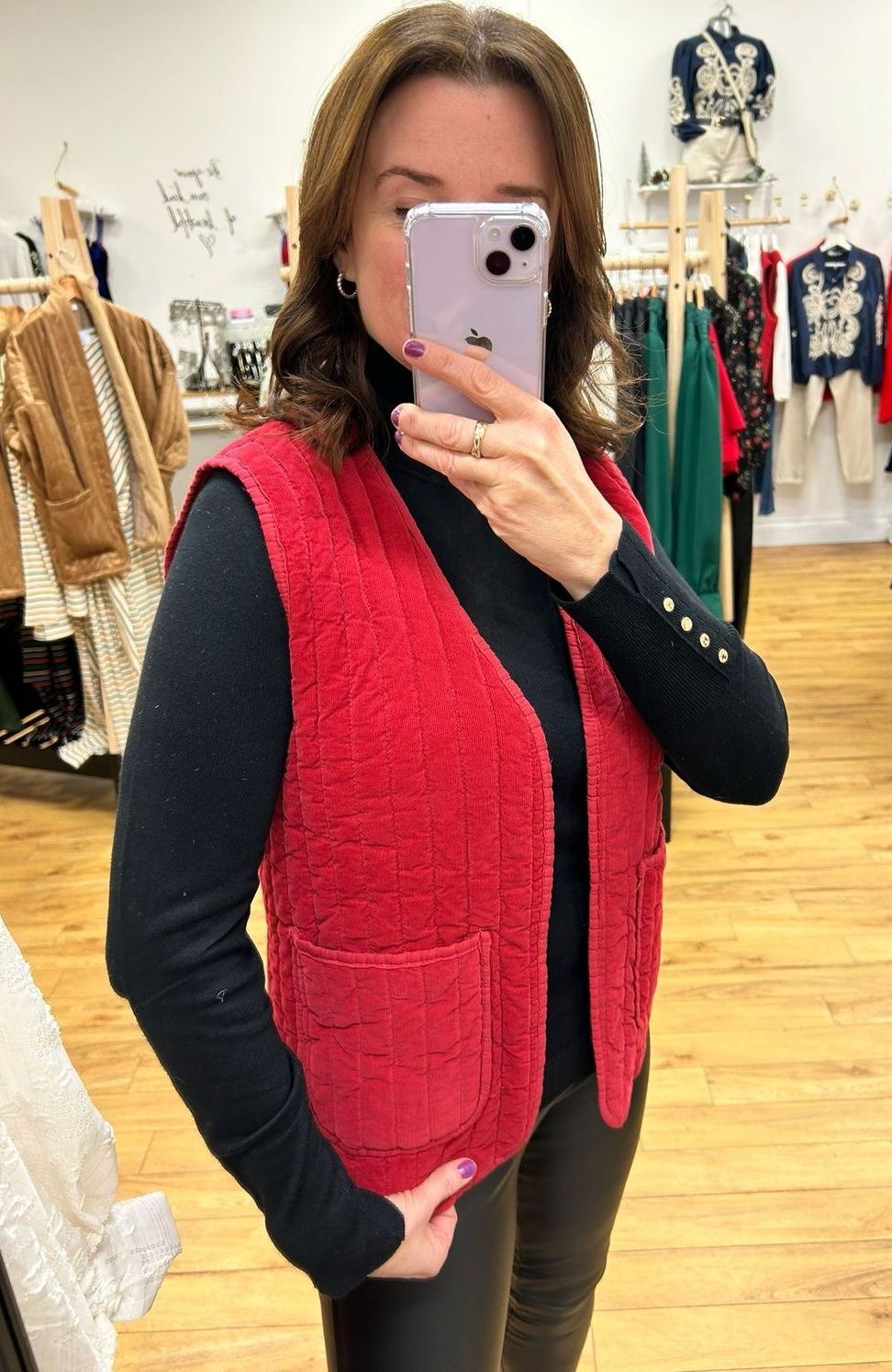 Corduroy Gilet in Red