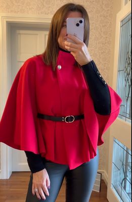 The Sarah Belted Cape In Red