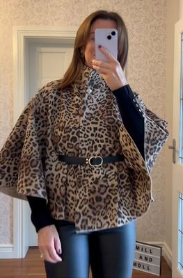 The Sarah Belted Cape In Leopard Print