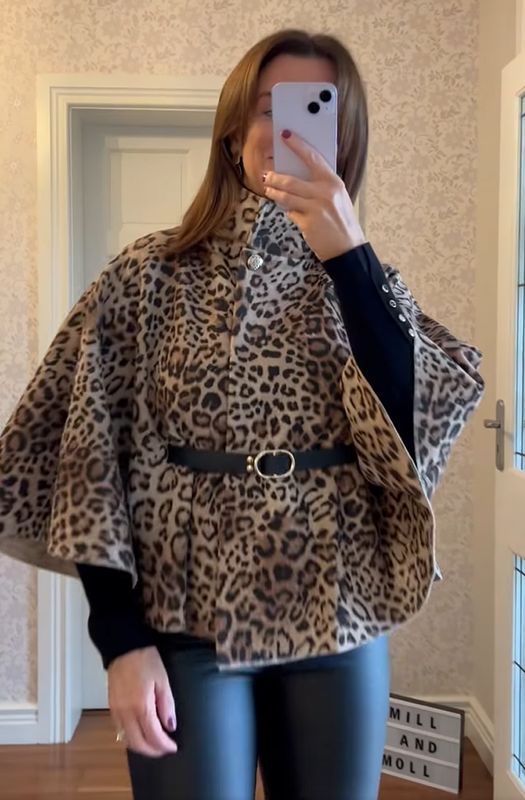The Sarah Belted Cape In Leopard Print