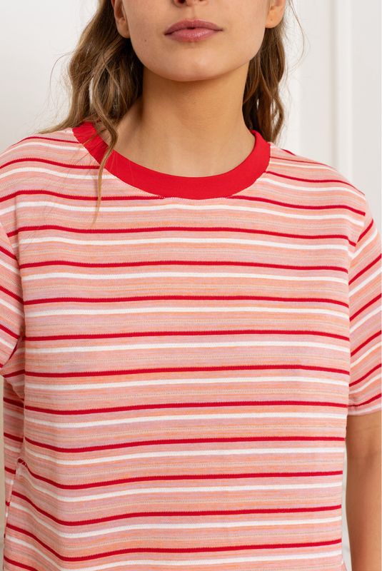 The Ella Stripe T-Shirt in Red