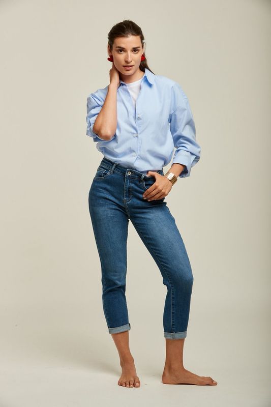 Toxik Boyfriend Jeans In Mid Wash Denim