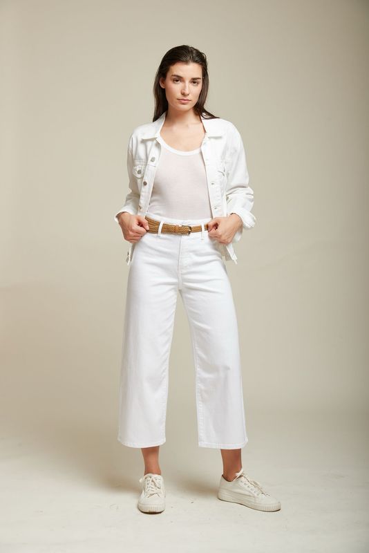 Toxik High Waisted Wide Leg Crop Jeans in White