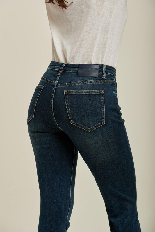 Toxik Boyfriend Jeans In Mid Indigo Denim Blue