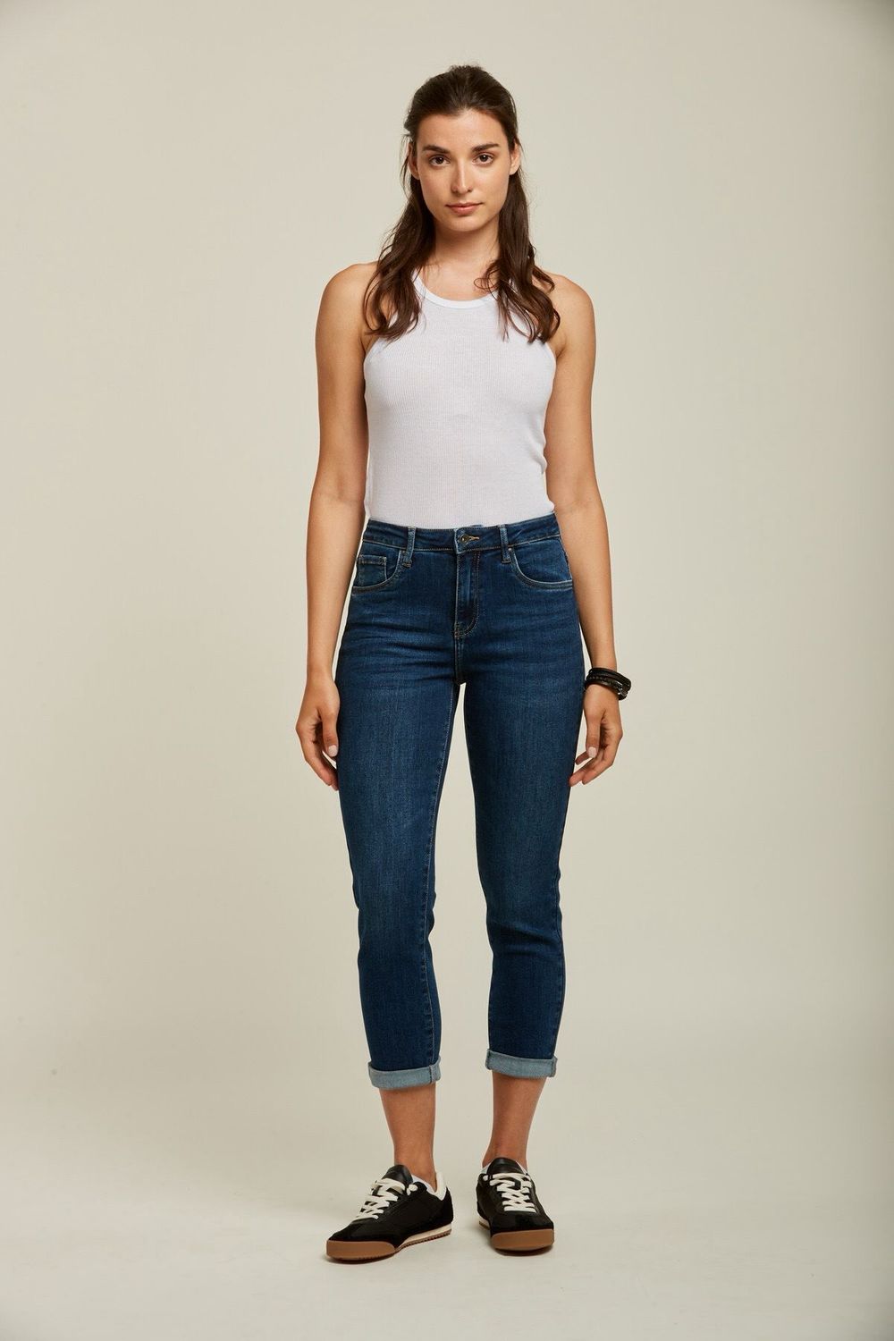 Toxik Boyfriend Jeans In Mid Indigo Denim Blue