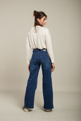 Toxik High Waisted Two Pocket Flare In Indigo