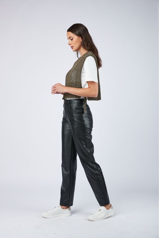 Toxik Faux Leather Straight Leg Trouser