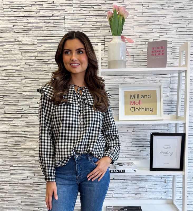 The Jane Collared Checked Shirt In Black