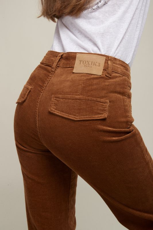 Toxik Two Pocket Flare Cord In Toffee
