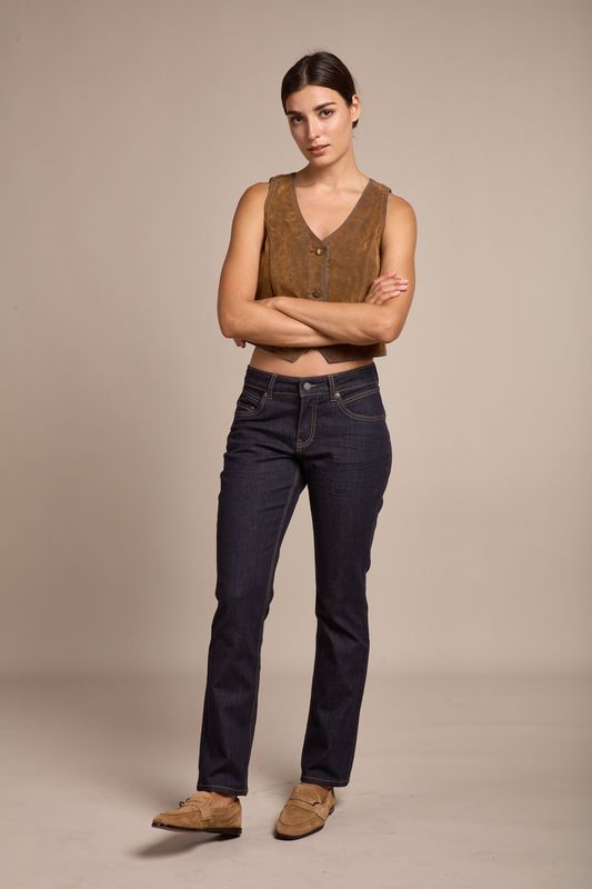 Toxik Push Up Straight Leg Jean In Dark Indigo Denim