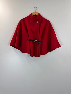 The Sarah Belted Cape In Red