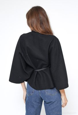 The Sarah Belted Cape In Black