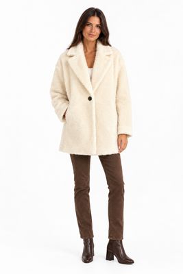 The Lilah One Button Winter Coat In Cream