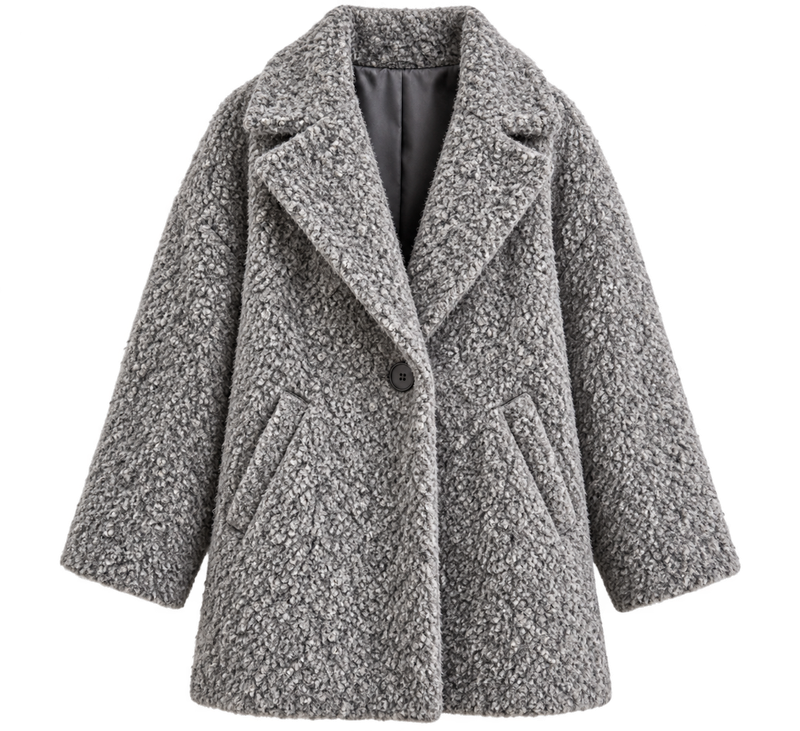 The Lilah One Button Winter Coat In Grey/Black Blend