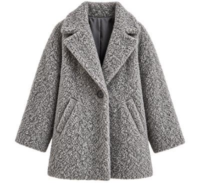 The Lilah One Button Winter Coat In Grey/Black Blend