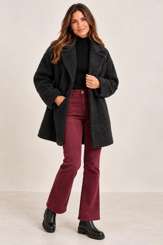 The Lilah One Button Winter Coat In Black