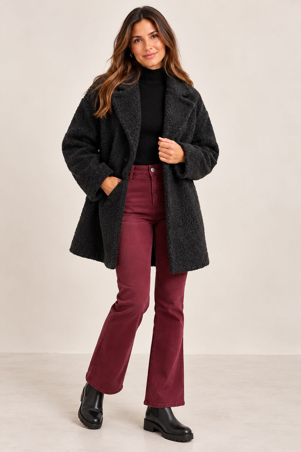 The Lilah One Button Winter Coat In Black