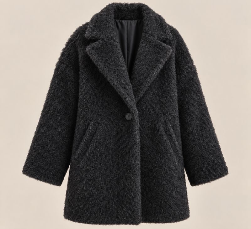 The Lilah One Button Winter Coat In Black