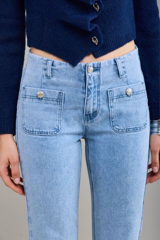 Toxik Two Pocket Crop In Light Blue
