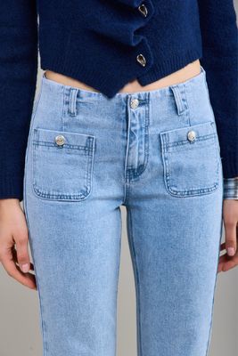 Toxik Two Pocket Crop In Light Blue