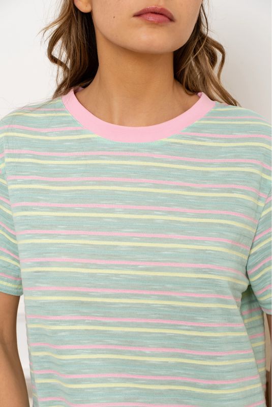 The Ella Stripe T-Shirt In Tiffany Blue