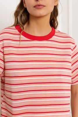 The Ella Stripe T-Shirt in Red