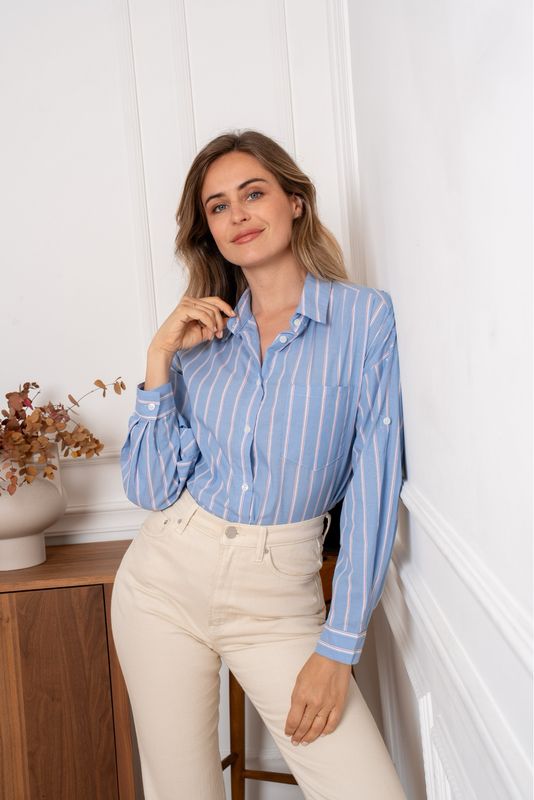 The Chelsey Boyfriend Pinstripe Shirt