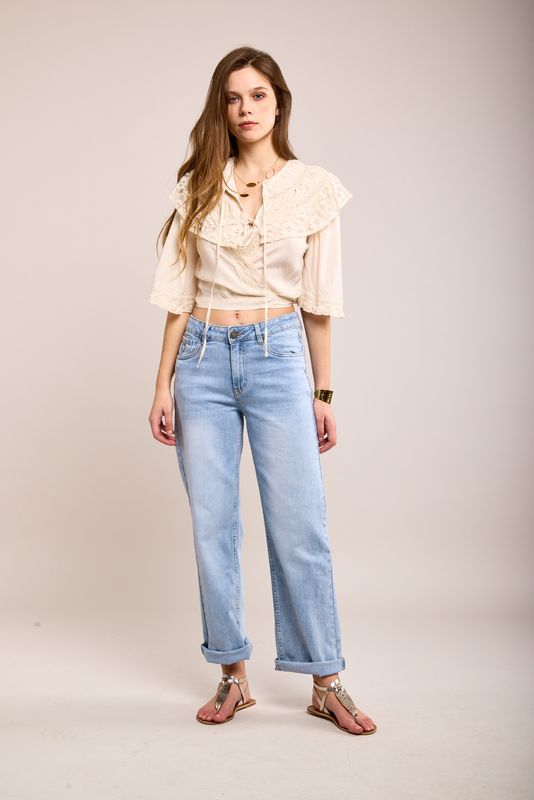 Toxik Light Wash Roll Up Jean With Love Heart Pocket