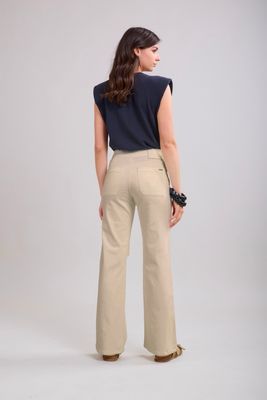 Toxik High Waist Button Flare In Beige