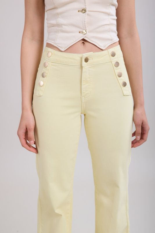 Toxik High Waist Button Flare In Lemon
