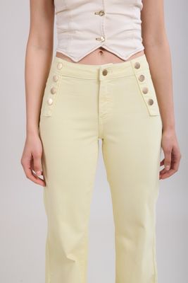 Toxik High Waist Button Flare In Lemon