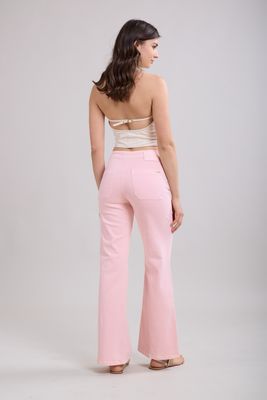 Toxik High Waist Button Flare In Pink