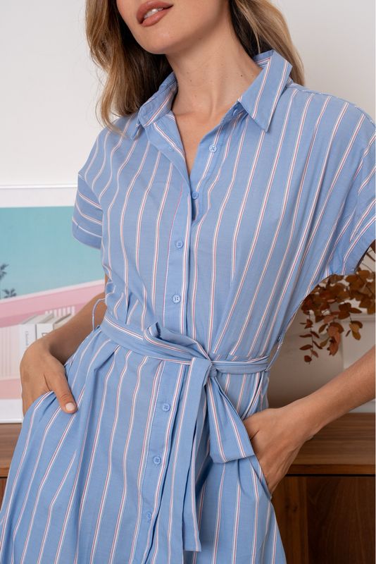 The Rachel Pinstripe Shirt Dress