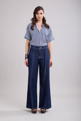 Toxik Dark Indigo Flare With Buckle Belt