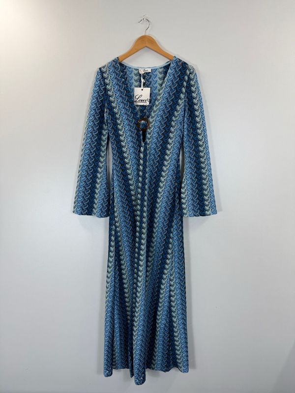 Blue Striped Crochet Robe