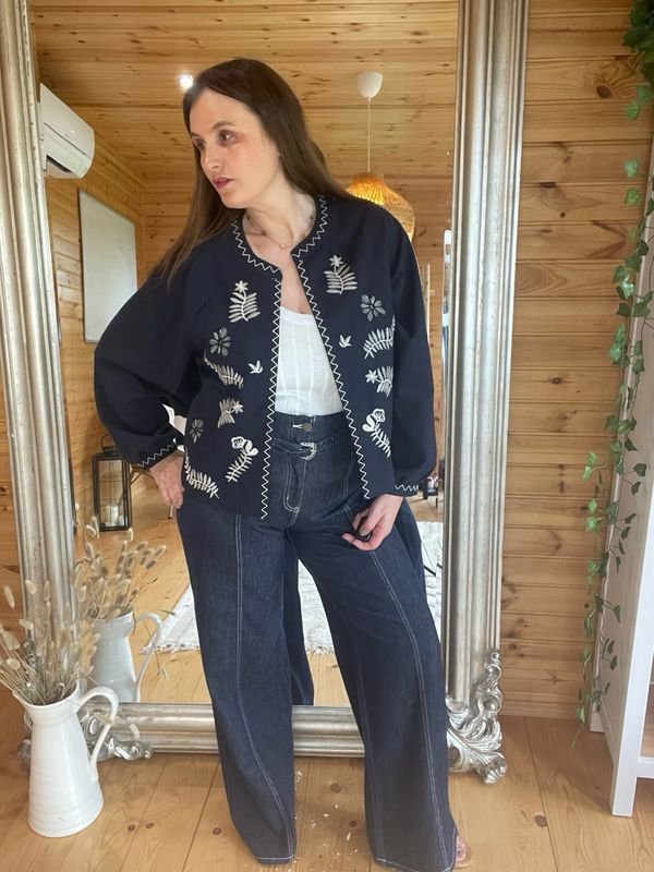 The Leisha Kimono Jacket In Navy