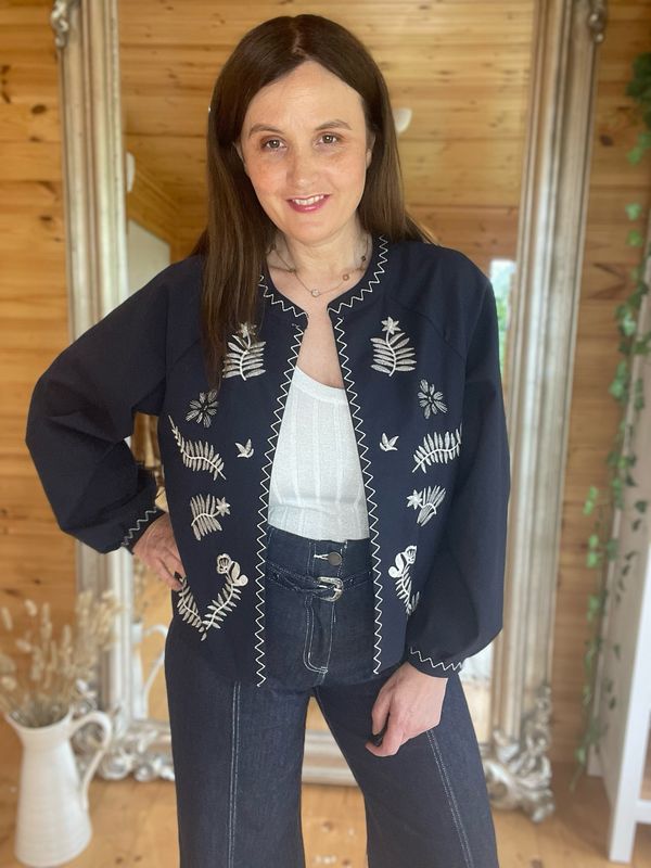 The Leisha Kimono Jacket In Navy
