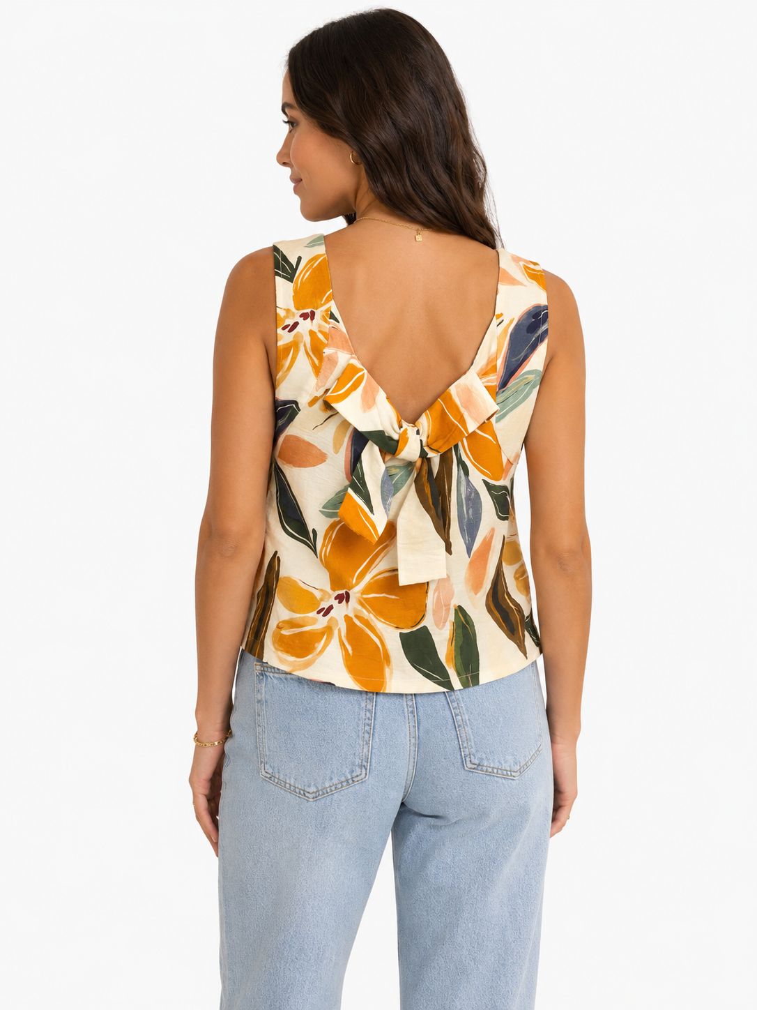 The Mila Floral Bow Back Top