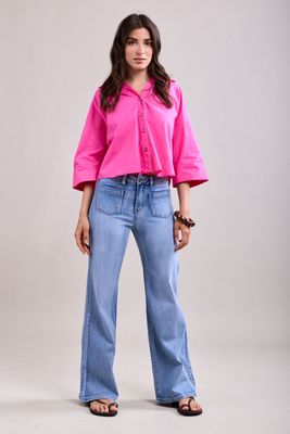 Toxik High Waisted Two Pocket Flare In Light Wash