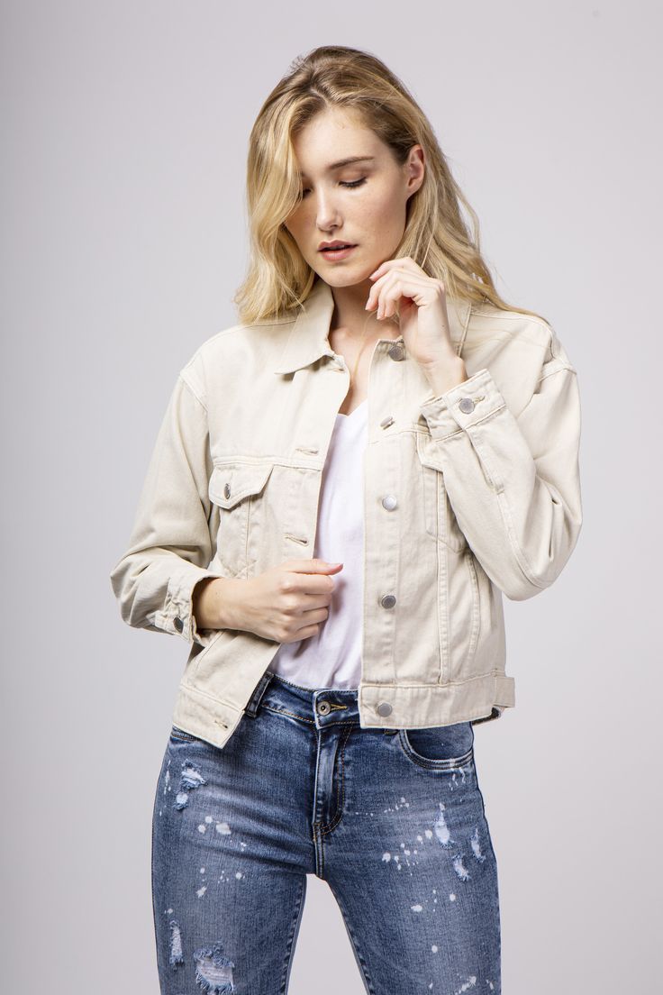 Toxik Denim Jacket In Beige