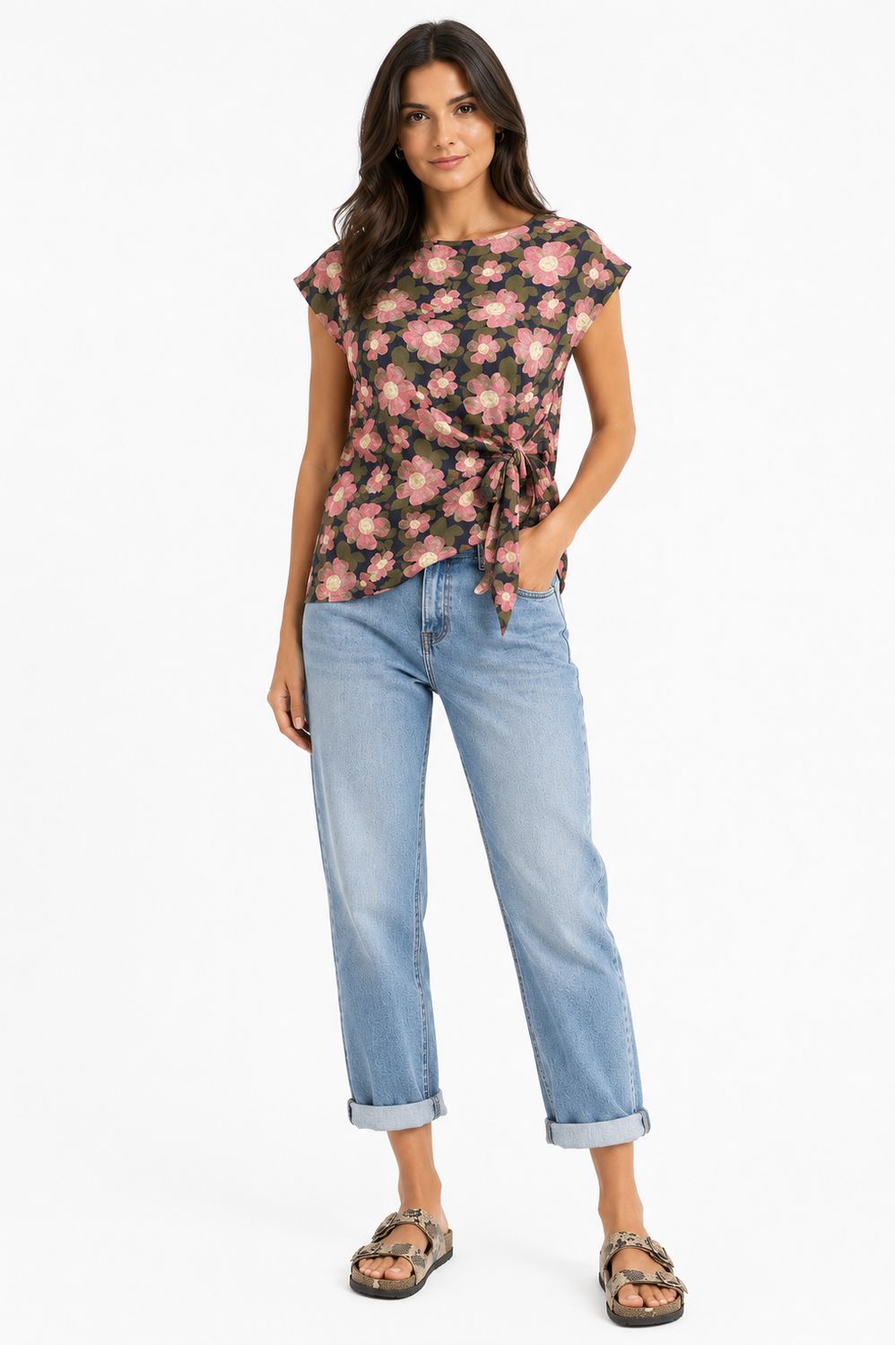 The Reba Ditsy Daisy Tie Blouse