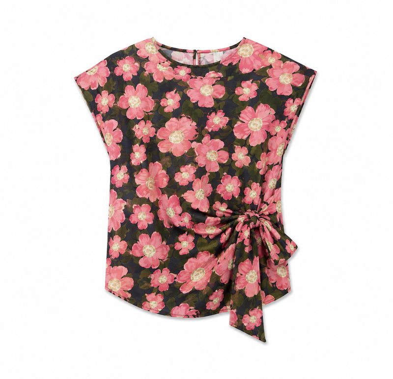 The Reba Ditsy Daisy Tie Blouse