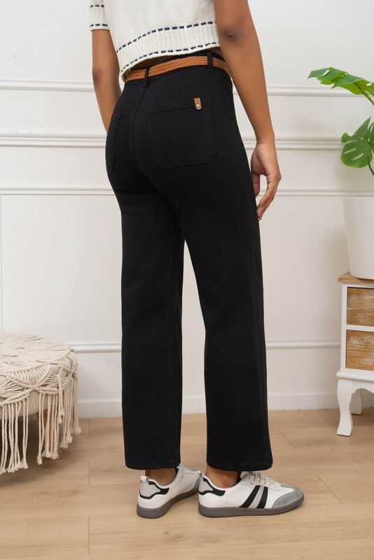 Rose Wide Leg Crop Jeans in Black