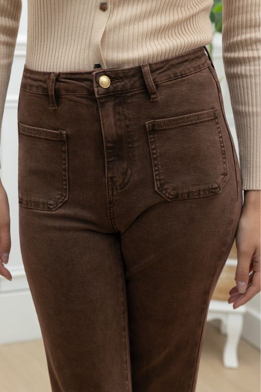 Rose Two Pocket Jeans In Mocha Brown