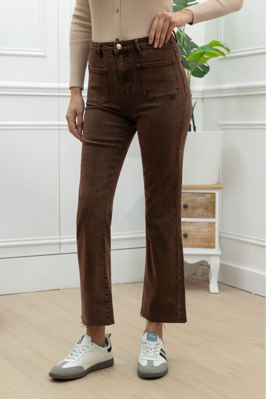 Rose Two Pocket Jean In Chocolate Brown