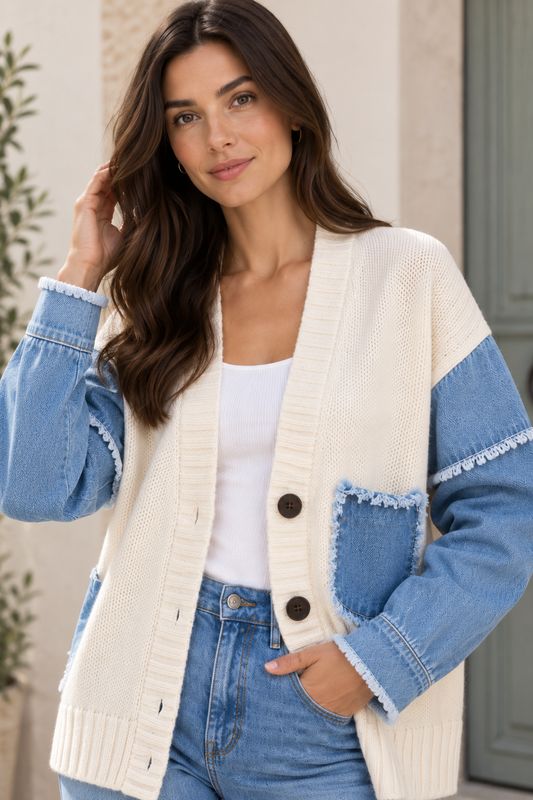 The Joanne Denim Sleeve Cardigan
