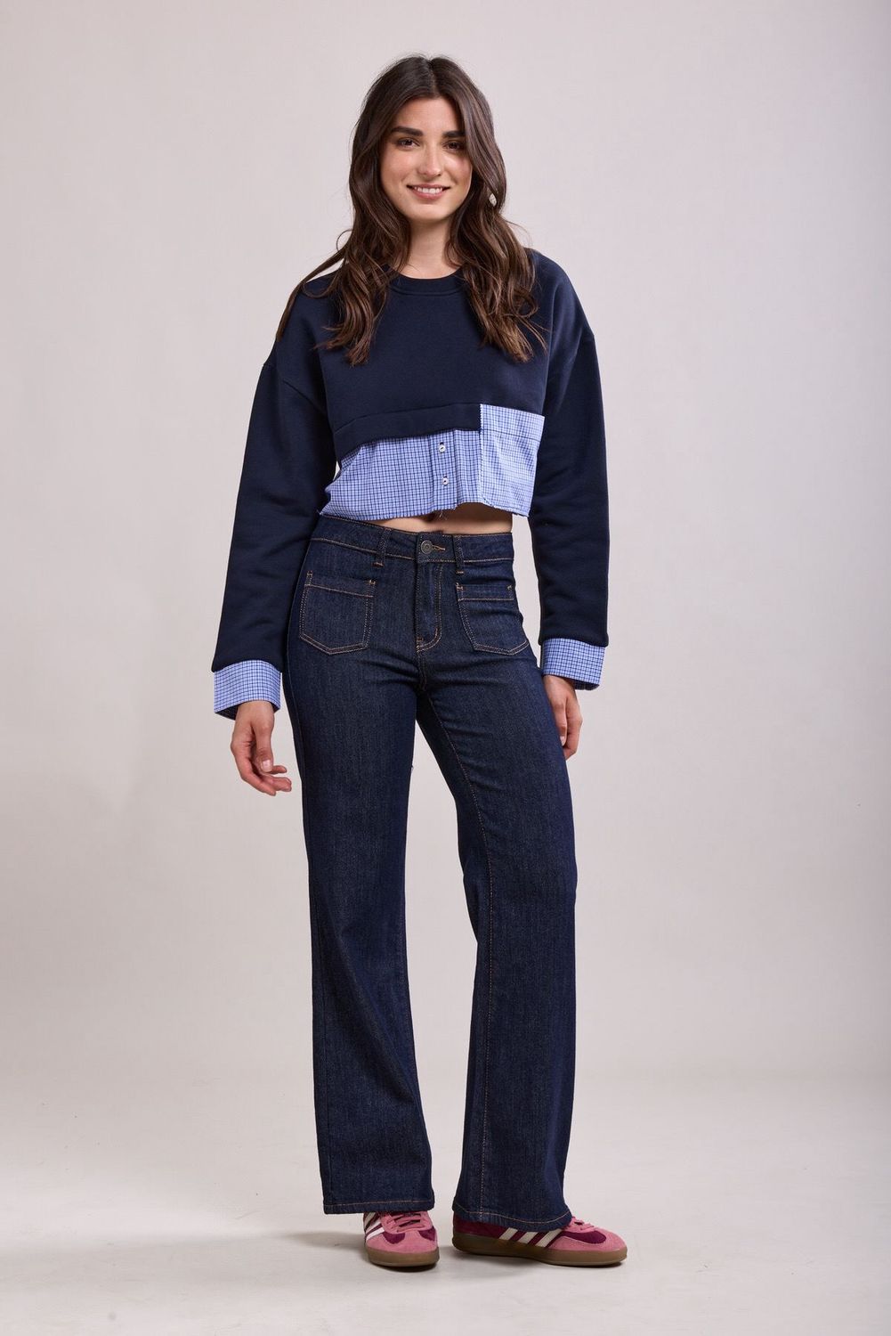 Toxik High Waisted Two Pocket Flare In Dark Indigo