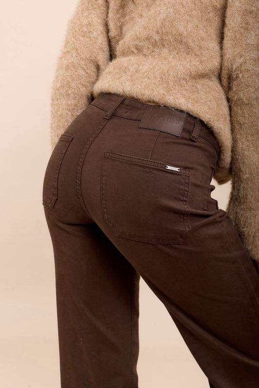 Toxik High Waisted Two Pocket Brown Flare Jeans