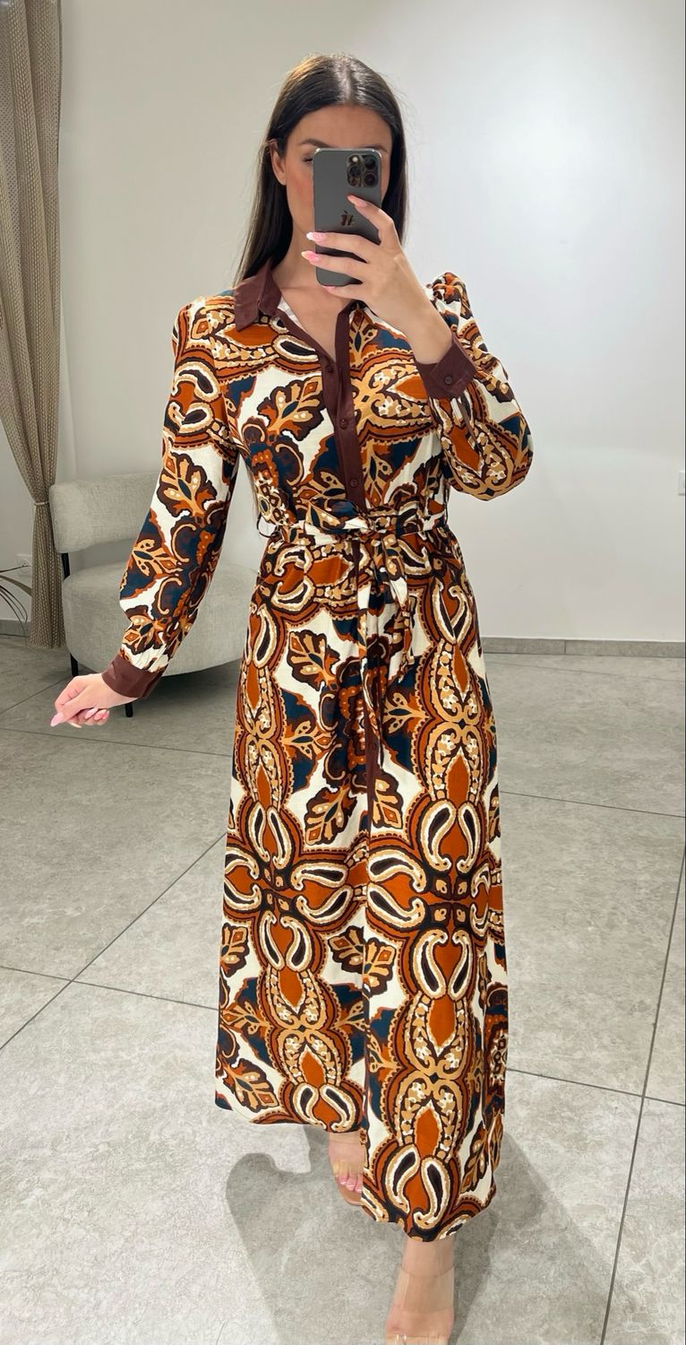 The Amber Paisley Shirt Dress